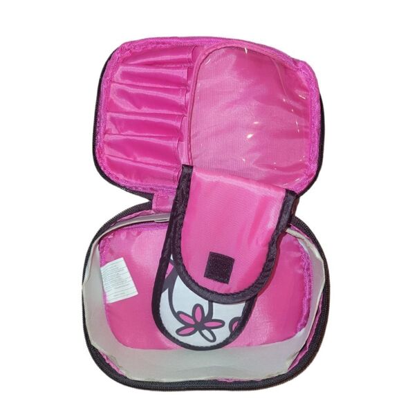 Caboodles Black Faux Patent Leather Sassy Tapered Makeup Tote Travel Case Set - Picture 8 of 16